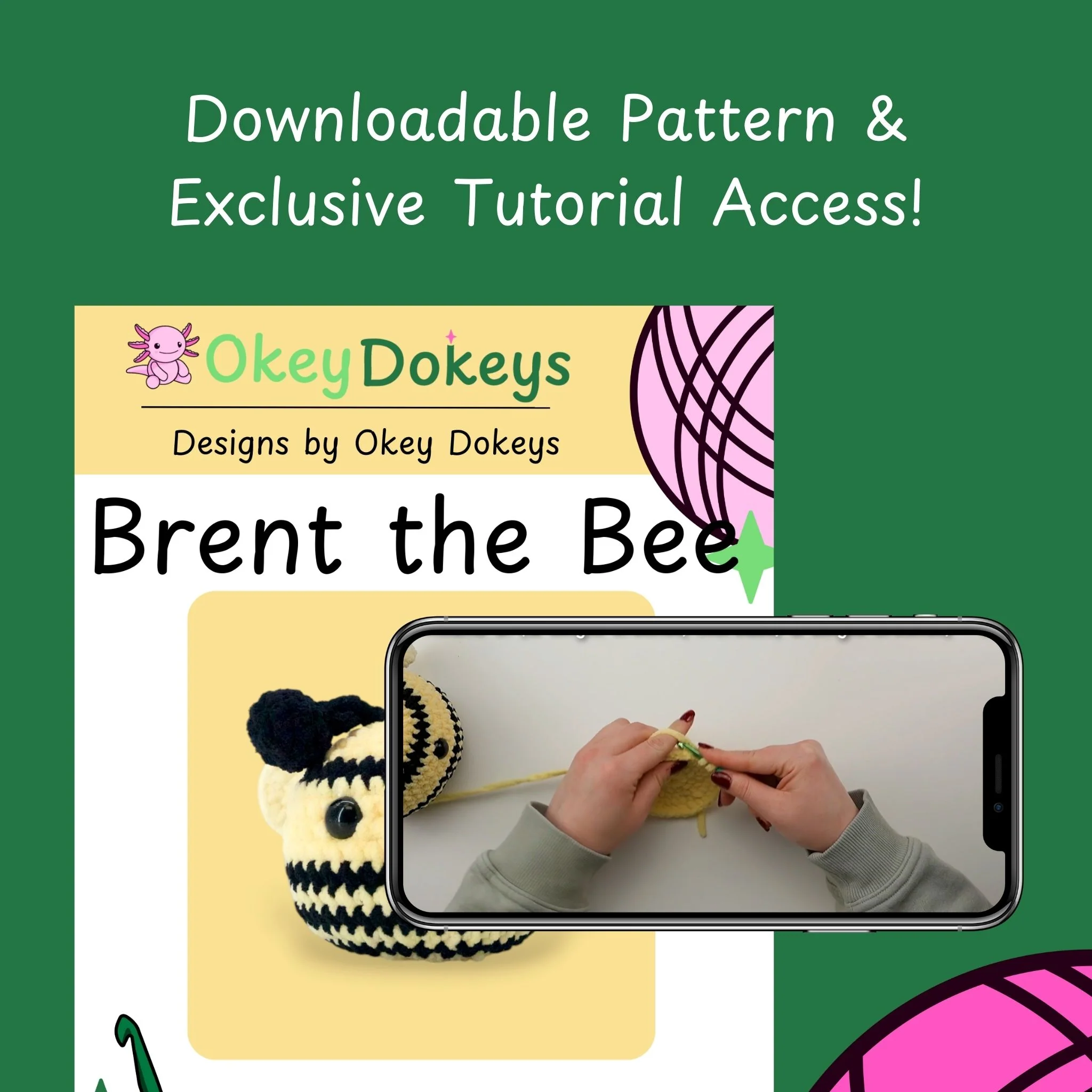 Crochet Bee Kit - Brent the Bee - Image 3