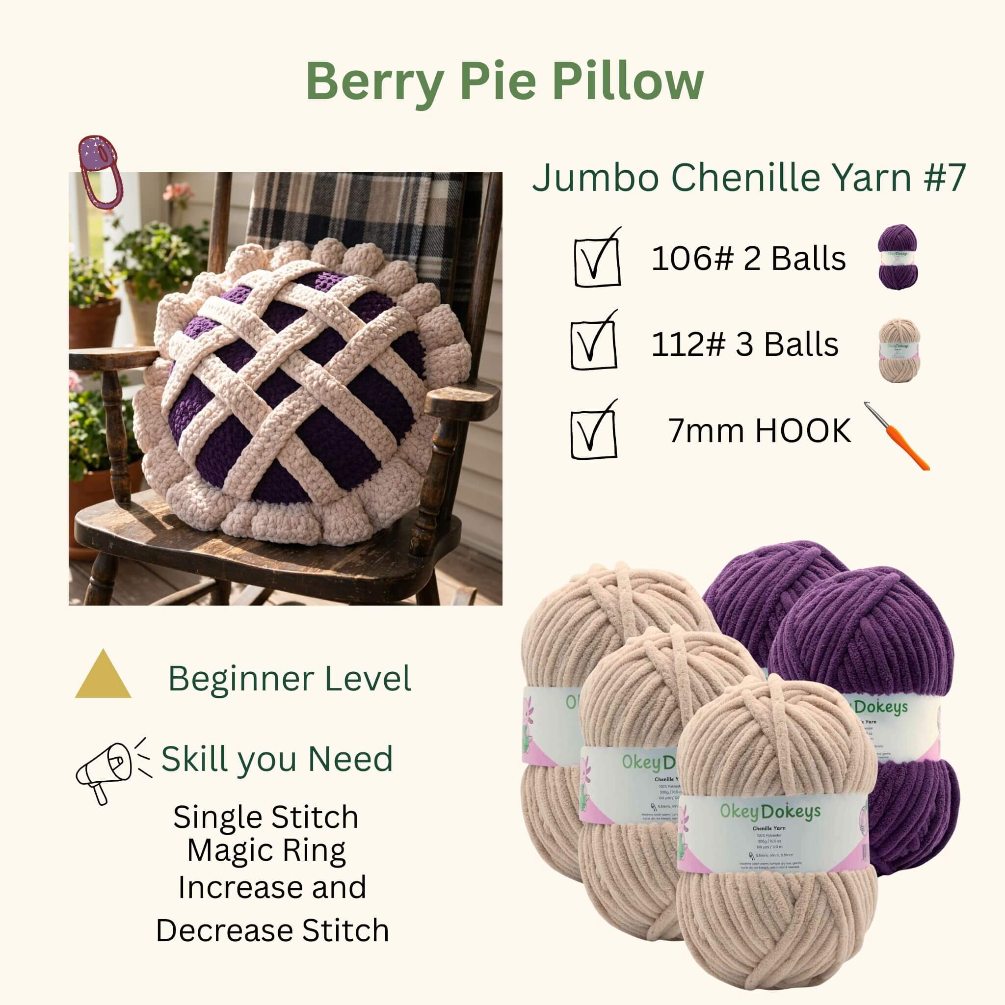 Crochet Berry Pie Pillow Pattern - Image 5