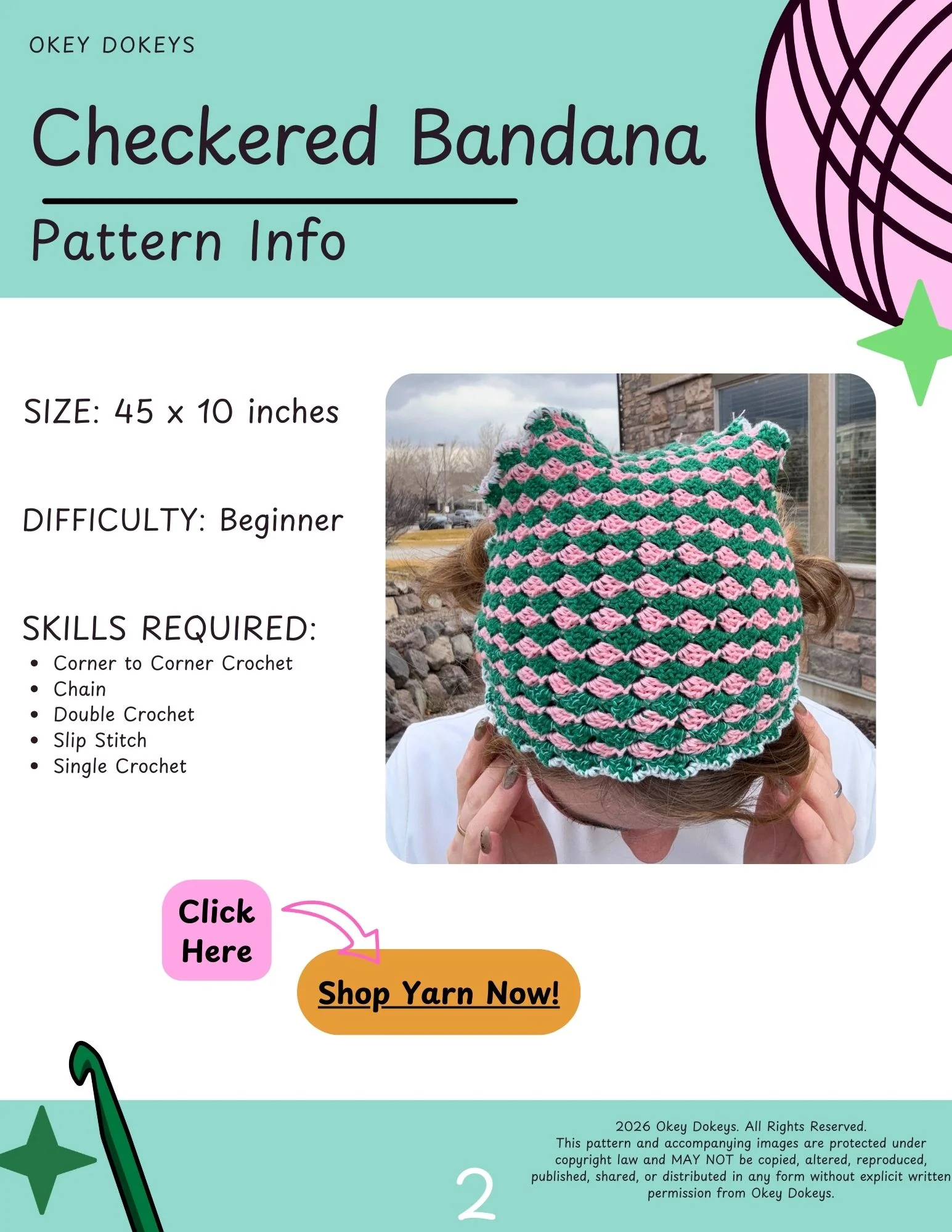 Crochet Checkered Bandana Pattern - Image 3