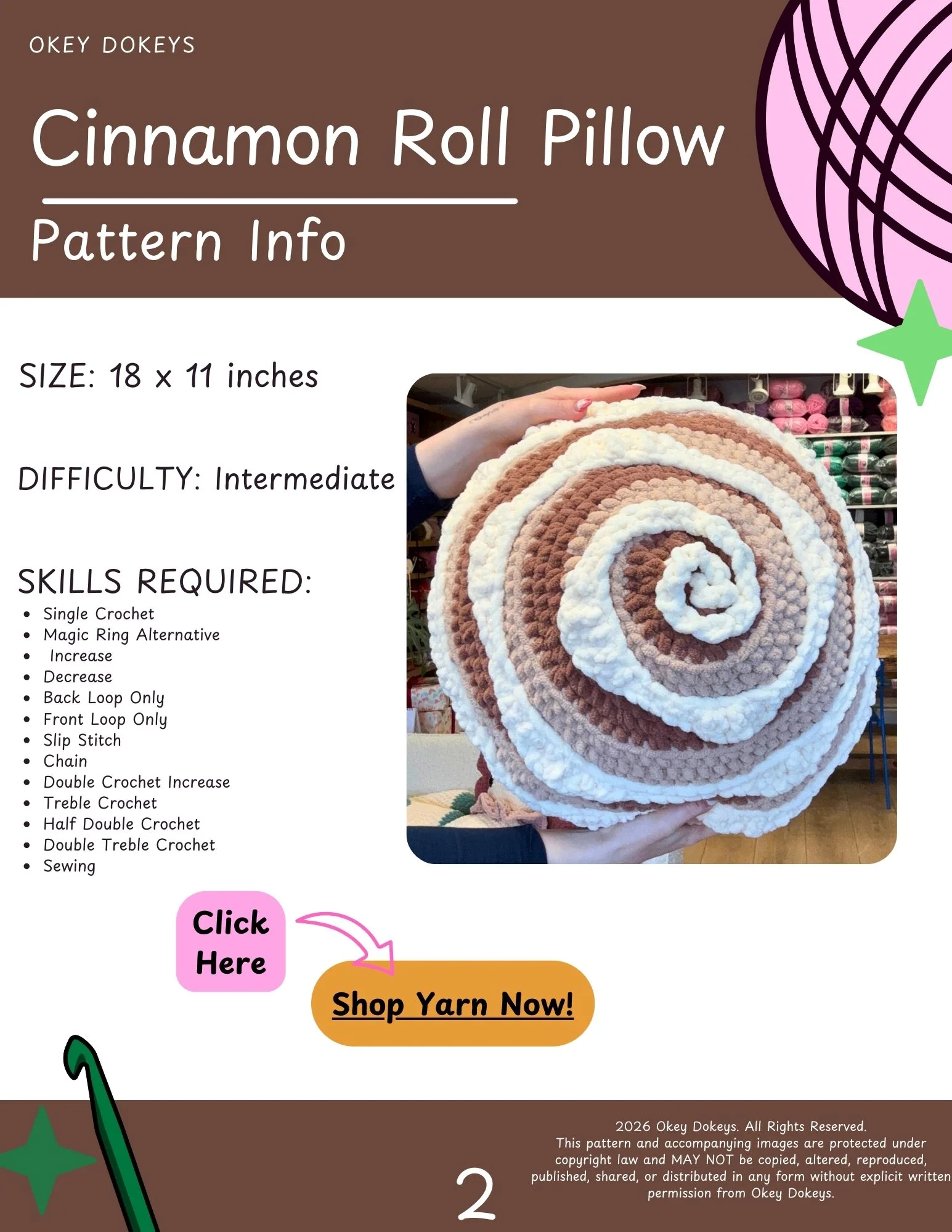Crochet Cinnamon Roll Pillow Pattern - Image 3