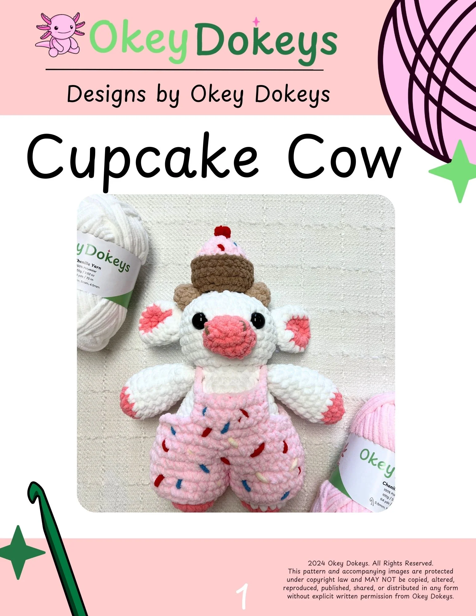 Crochet Cupcake Cow Pattern