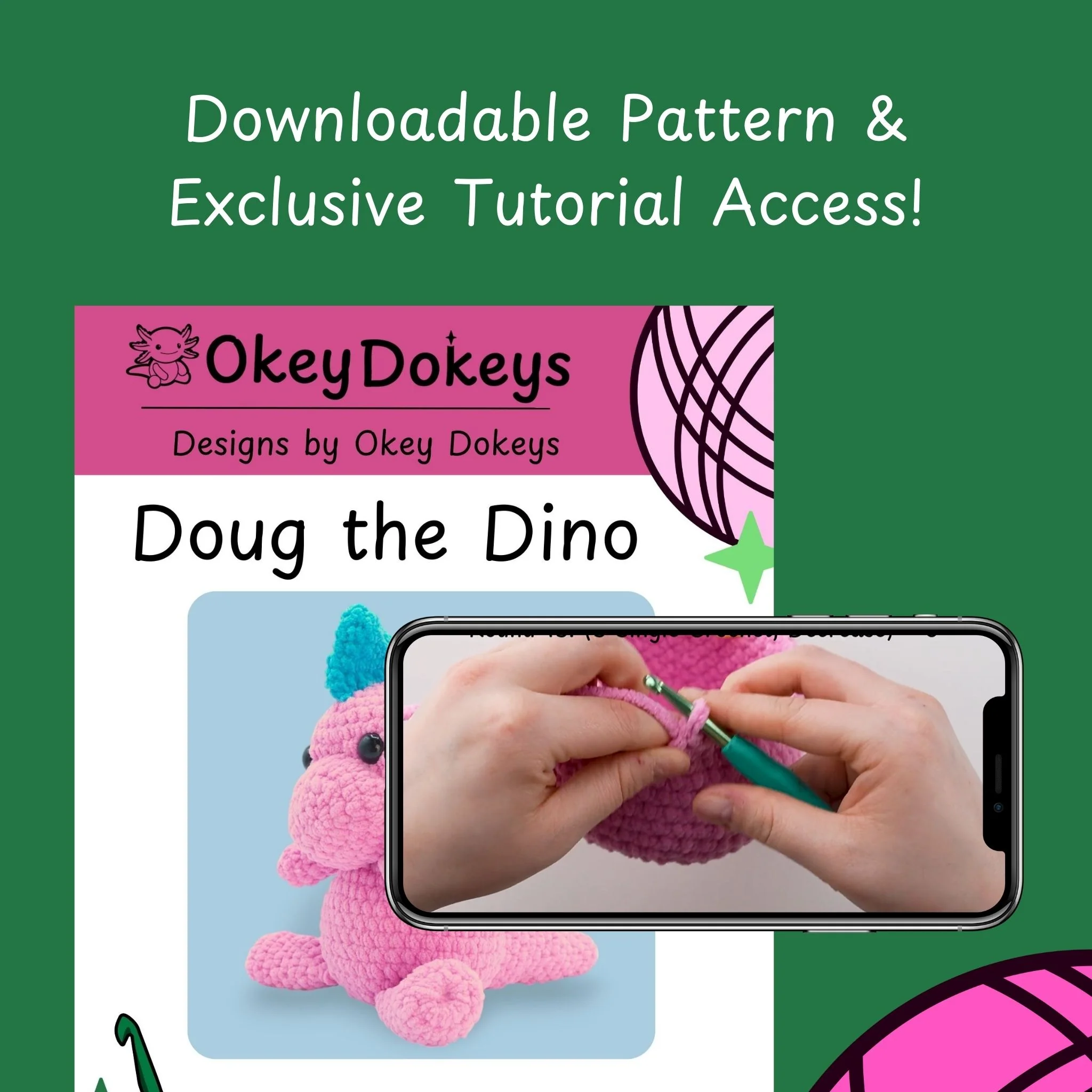 Crochet Dinosaur Kit - Doug the Dinosaur - Image 3
