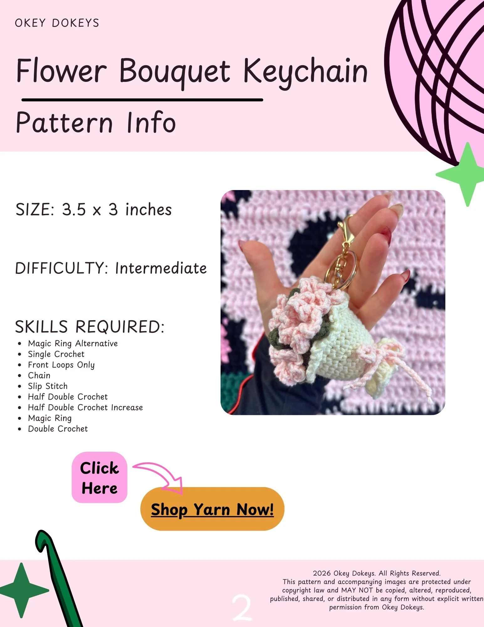 Crochet Flower Bouquet Keychain Pattern - Image 3