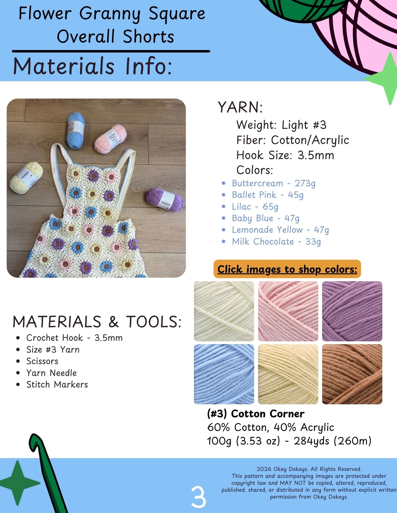 Crochet Flower Granny Square Overall Shorts Pattern - Image 4