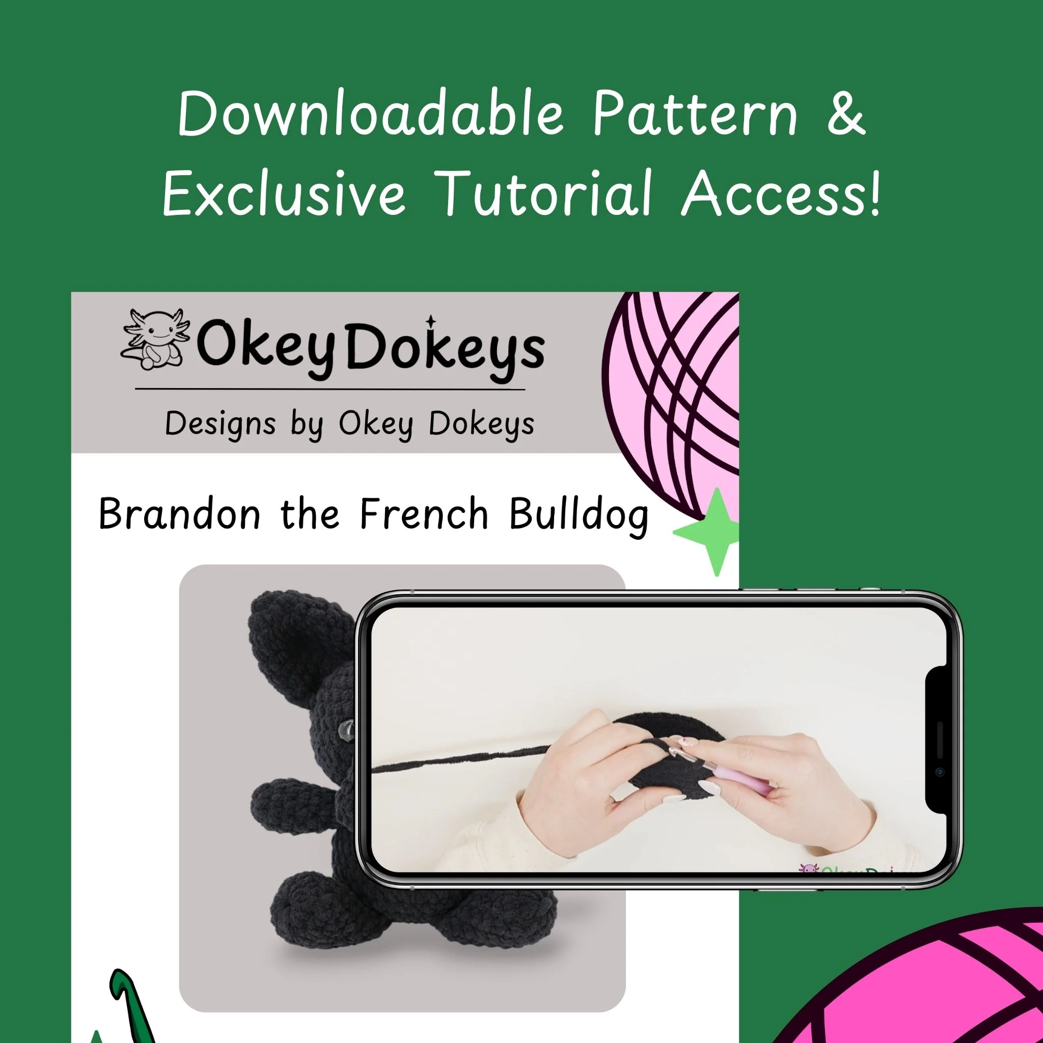 Crochet French Bulldog Kit - Brandon the French Bulldog - Image 3
