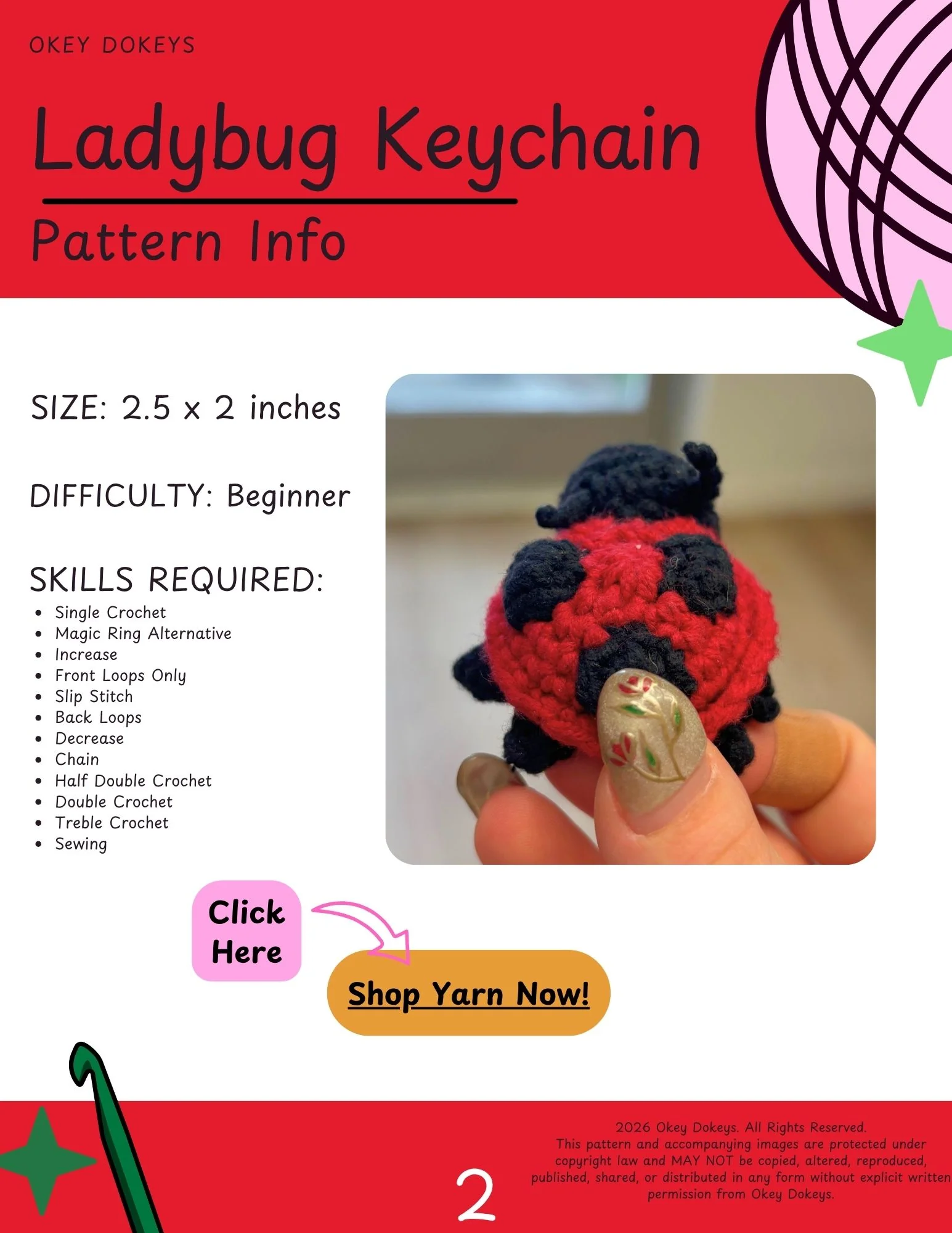 Crochet Ladybug Keychain Pattern - Image 3