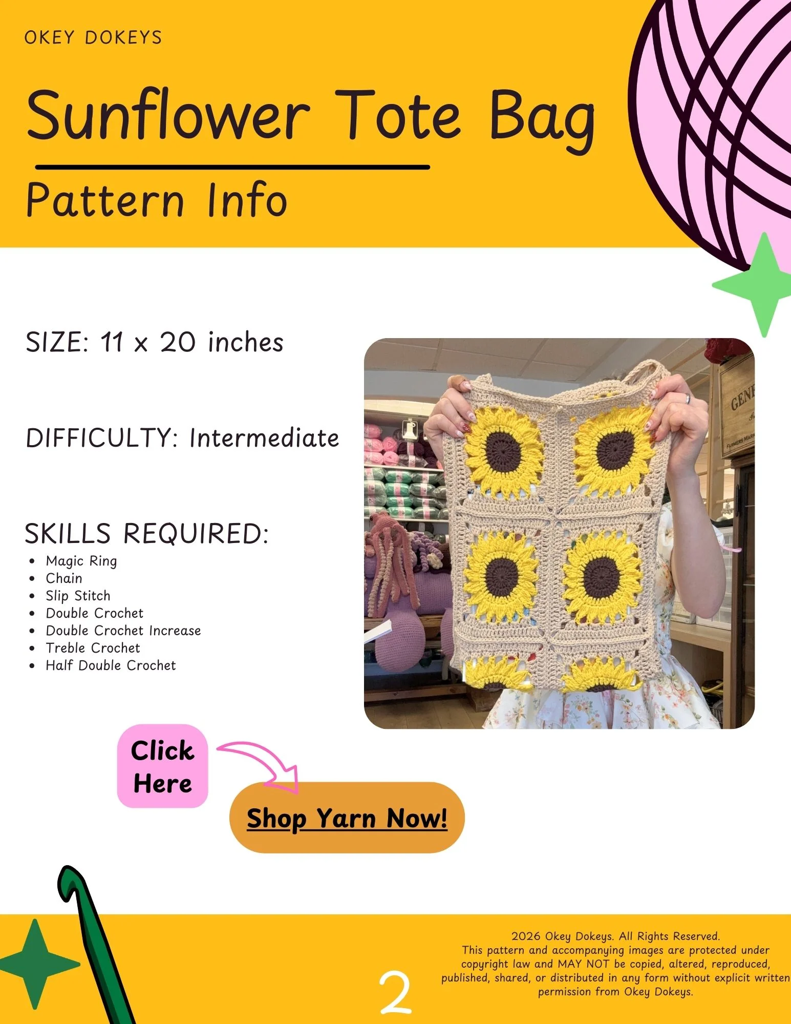Crochet Sunflower Tote Bag Pattern - Image 3
